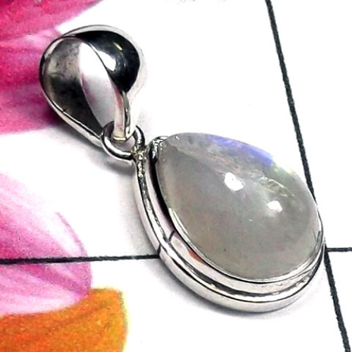 Rainbow moonstone B - ISP980-Sterling silver Rainbow Moonstone Pendants