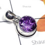 Amethyst A - ISP985-Cut Amethyst Plain Silver Pendant