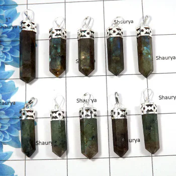 Labradorite - F - MTS999 - 10 Pcs Lots White Metal-Non Silver Metaphysical Pendants Natural Labradorite Pencil Wholesale Lots Labradorite - F - MTS999 - 10 Pcs Lots White Metal-Non Silver Metaphysical Pendants Natural Labradorite Pencil Wholesale Lots