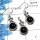 Black Onyx Cab G - NDS953 - Awesome Natural Black Onyx Cab Gemstone 925 Silver Earring Pendant Set Jewelry