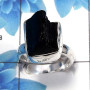 Black Tourmaline Rough A - NDS955 - Natural Black Tourmaline Rough Solid 925 Sterling Silver Adjustable Ring