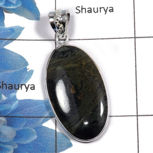 kambaba jasper E - NSP944 - Natural look Gemstone Handmade Plain Silver Pendant 925 Sterling Silver kambaba jasper E - NSP944 - Natural look Gemstone Handmade Plain Silver Pendant 925 Sterling Silver