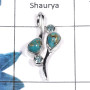 Blue Copper Turquoise Cab & Blue Topaz Cut D - NSP945 - Indian Factory Made Solid 925 Silver Designer Pendant