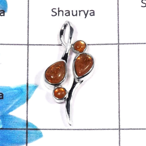 Sunstone Cab F - NSP945 - Party Look Natural Sunstone Cab Gemstone 925 Sterling Silver Designer Pendant