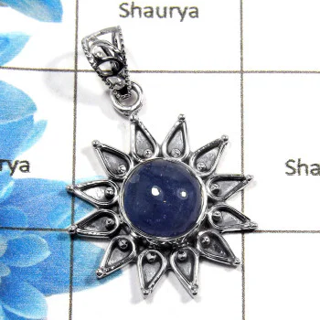 Tanzanite Cab L - NSP975 - Natural Blue Tanzanite Gemstone Solid 92.5% Sterling Silver Handmade Designer Pendant