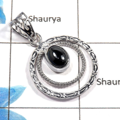 Hematite Cab A - NSP978 - Natural Hematite Cab Gemstone 925 Sterling Silver Designer Pendant