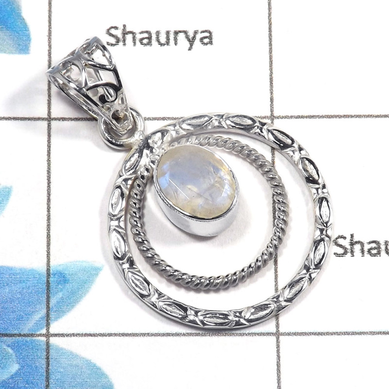 Rainbow Moonstone Cut M - NSP978 - 925 Sterling Silver Natural Rainbow Moonstone Cut Gemstone Designer Pendant Rainbow Moonstone Cut M - NSP978 - 925 Sterling Silver Natural Rainbow Moonstone Cut Gemstone Designer Pendant