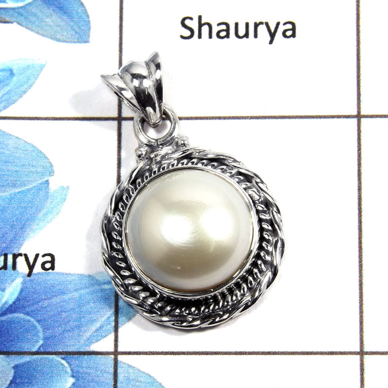 Pearl Cab - O NSP988 - Natural Freshwater Pearl Round Shape Gemstone 925 Sterling Silver Designer Pendant Pearl Cab - O NSP988 - Natural Freshwater Pearl Round Shape Gemstone 925 Sterling Silver Designer Pendant