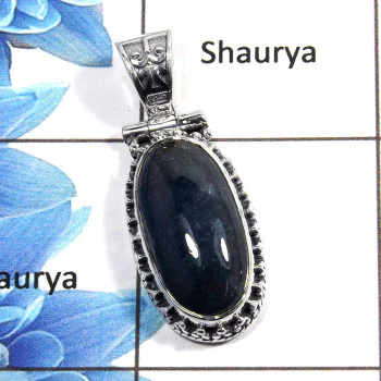 Tanzanite Cab - G NSP989 - Solid 92.5% Sterling Silver Natural Blue Tanzanite Gemstone Designer Pendant