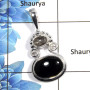 Black Onyx & Rutile Cab - A NSP990 - Natural Black Onyx & Rutile Cab Gemstone 925 Sterling Silver Designer Pendant