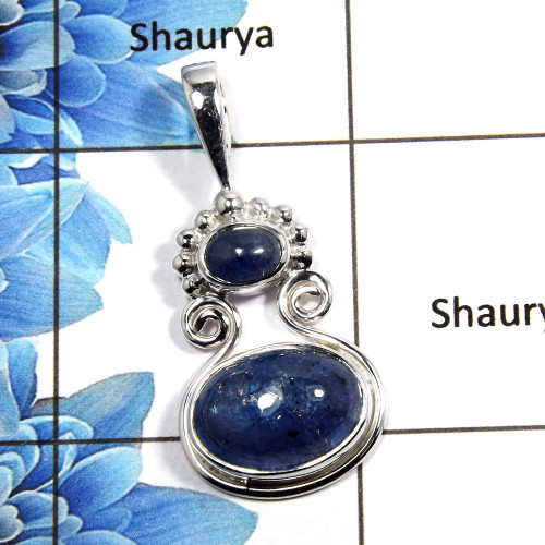 Tanzanite Cab - B NSP990 - Solid 925 Sterling Silver Natural Blue Tanzanite Cab Gemstone Designer Pendant