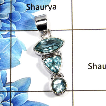 Blue Topaz Cut I - NSP992 - Gorgeous Natural Blue Topaz Cut Gemstone Solid 92.5% Sterling Silver Pendant Blue Topaz Cut I - NSP992 - Gorgeous Natural Blue Topaz Cut Gemstone Solid 92.5% Sterling Silver Pendant