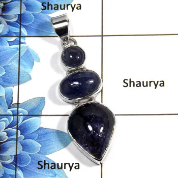 Tanzanite Cab N - NSP994 - Natural Tanzanite Cab Gemstone Solid 92.5% Sterling Silver Plain Setting Pendant
