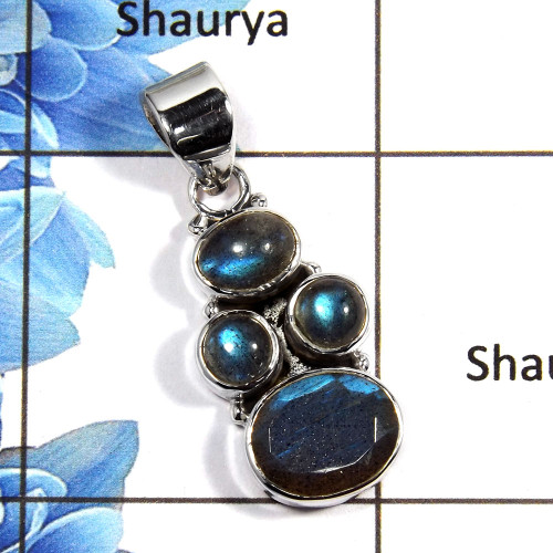 Labradorite Cab & Cut G - NSP996 - Natural Blue Fire Labradorite Gemstone Solid 925 Sterling Silver Pendant Labradorite Cab & Cut G - NSP996 - Natural Blue Fire Labradorite Gemstone Solid 925 Sterling Silver Pendant