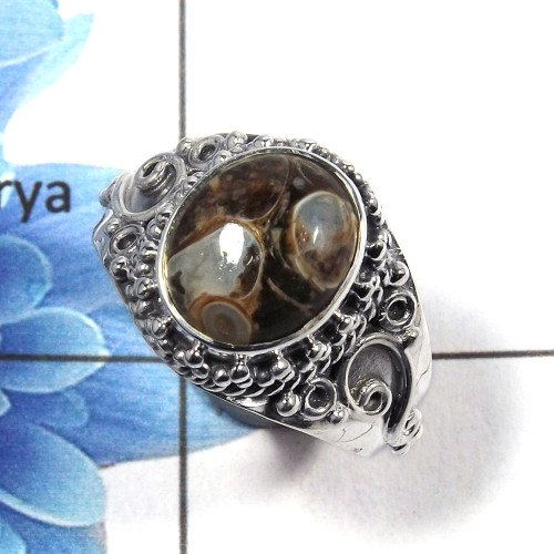 Turtella Jasper Cab A - NSR996 - Natural Turtella Jasper Gemstone Solid 925 Sterling Silver Designer Ring