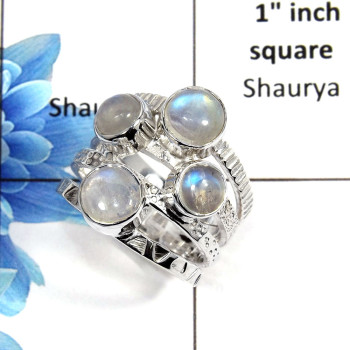 Rainbow Moonstone Cab K - NSR998 - Natural Blue Rainbow Moonstone Cab Gemstone 925 Silver Wholesale Ring Rainbow Moonstone Cab K - NSR998 - Natural Blue Rainbow Moonstone Cab Gemstone 925 Silver Wholesale Ring