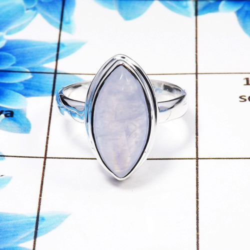 Rainbow Moonastone C- PSR725 -Trendy 925 Sterling Silver Plain Style Fashionable Ring Rainbow Moonastone C- PSR725 -Trendy 925 Sterling Silver Plain Style Fashionable Ring