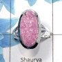 Cobalt Druzy B - PSR726 - Natural Pink Coblat Druzy Gemstone 925 Sterling Silver Plain Setting Ring