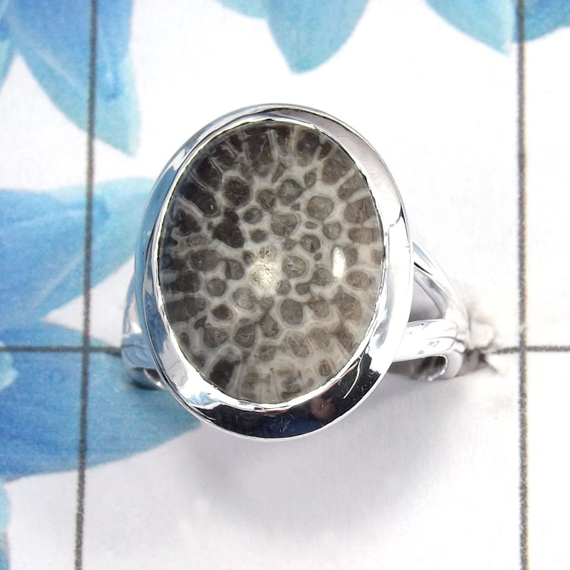 Black Coral C - PSR726 - Solid 925 Sterling Silver Natural Black Coral Gemstone Plain Setting Ring Black Coral C - PSR726 - Solid 925 Sterling Silver Natural Black Coral Gemstone Plain Setting Ring