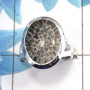 Black Coral C - PSR726 - Solid 925 Sterling Silver Natural Black Coral Gemstone Plain Setting Ring