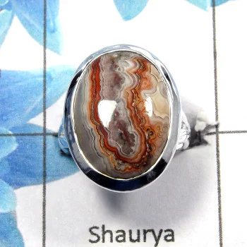 Crazy Lace Agate E - PSR726 - Natural Crazy Lace Agate Oval Cab Gemstone Plain Setting Ring 925 Sterling Silver Crazy Lace Agate E - PSR726 - Natural Crazy Lace Agate Oval Cab Gemstone Plain Setting Ring 925 Sterling Silver