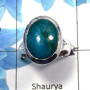 Chrysocolla Cab F - PSR726 - Solid 92.5% Sterling Silver Natural Chrysocolla Cab Gemstone Plain Setting Ring