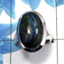 Azurite Cab I - PSR726 - Exclusive Natural Azurite Cab Gemstone 925 Sterling Silver Plain Setting Ring
