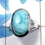 Larimar Cab O - PSR726 - Amazing Natural Tibet Turquoise Gemstone Plain Setting Ring 925 Sterling Silver