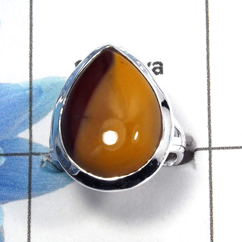 Mookaite Cab C - PSR727 - Natural Mookaite Cab Gemstone Plain Setting Ring Solid 925 Sterling Silver