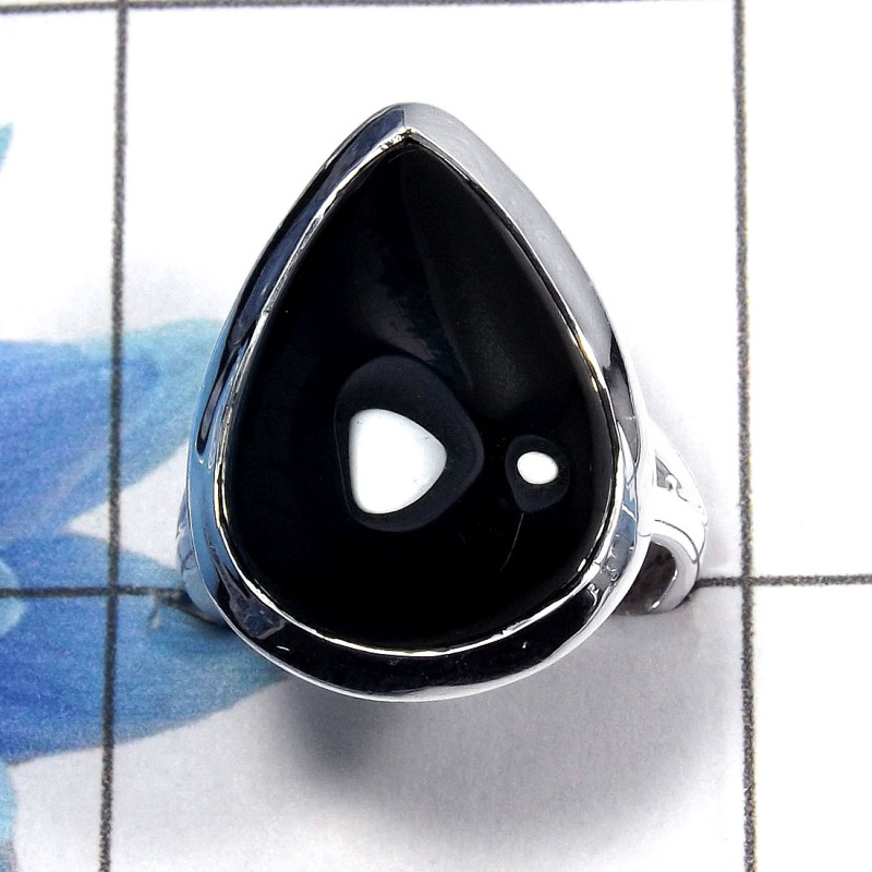 Black Onyx Cab E - PSR727 - Solid 925 Sterling Silver Natural Black Onyx Gemstone Plain Setting Ring Black Onyx Cab E - PSR727 - Solid 925 Sterling Silver Natural Black Onyx Gemstone Plain Setting Ring