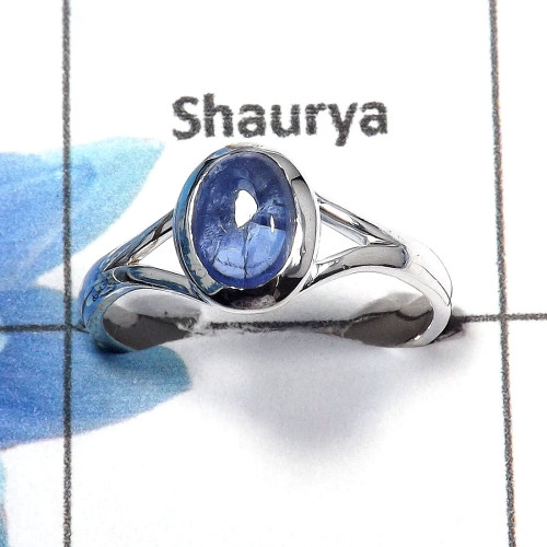 Tanzanite Cab A - PSR731 - Natural Blue Tanzanite Cab Gemstone 925 Sterling Silver Plain Setting Ring Tanzanite Cab A - PSR731 - Natural Blue Tanzanite Cab Gemstone 925 Sterling Silver Plain Setting Ring