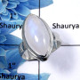 Rainbow Moonstone Cab F - PSR734 - Party Look Natural Rainbow Moonstone 925 Sterling Silver Plain Setting Ring