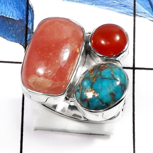 Rhodochrosite-B PSR735-Fabulous Colorful Gemstone Handmade Wholesale Ring 925 Sterling Silver