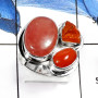 Rhodochrosite-C PSR735-Gorgeous Three Stone Factory Wholesale Ring 925 Sterling Silver