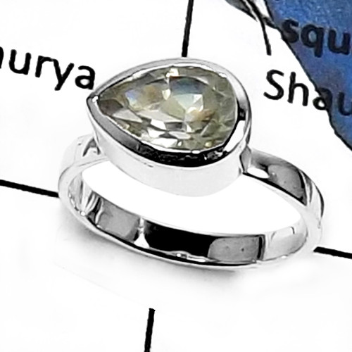 Green Amethyst Cut F-PSR736-Classic New Design Rings 925 Sterling Silver Green Amethyst Cut F-PSR736-Classic New Design Rings 925 Sterling Silver