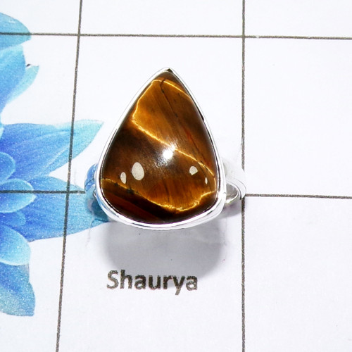 Beautiful Tiger Eye Cab C - PSR982-925 Sterling Silver Fashionable Design Tiger Eye Cab