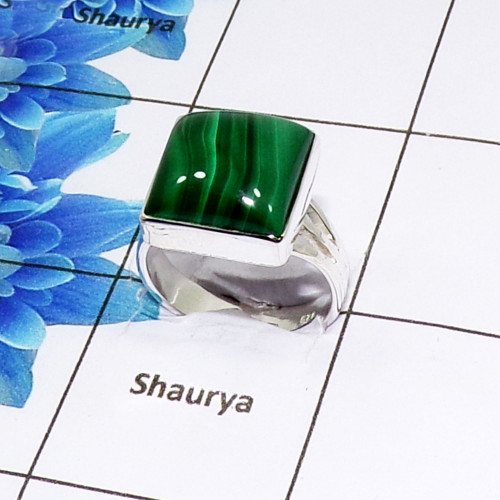 Beautiful Malachite Cab A - PSR984-925 Sterling Silver Fashionable Design Malachite Cab Beautiful Malachite Cab A - PSR984-925 Sterling Silver Fashionable Design Malachite Cab