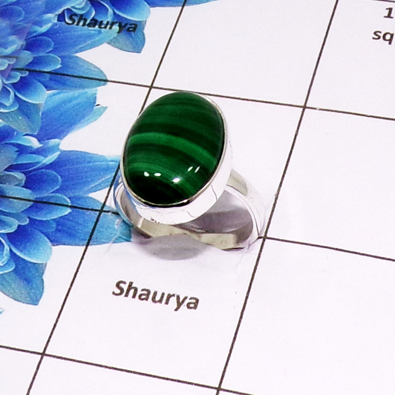 Beautiful Malachite Cab C - PSR984-925 Sterling Silver Fashionable Design Malachite Cab Beautiful Malachite Cab C - PSR984-925 Sterling Silver Fashionable Design Malachite Cab
