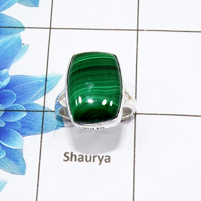Beautiful Malachite Cab D - PSR984-925 Sterling Silver Fashionable Design Malachite Cab Beautiful Malachite Cab D - PSR984-925 Sterling Silver Fashionable Design Malachite Cab