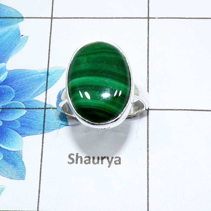 Beautiful Malachite Cab C - PSR984-925 Sterling Silver Fashionable Design Malachite Cab Beautiful Malachite Cab C - PSR984-925 Sterling Silver Fashionable Design Malachite Cab