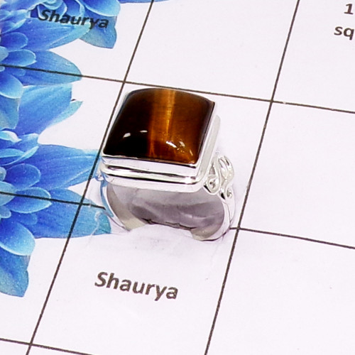 Tiger Eye Cab F - PSR985-Blue fire Tiger Eye silver Rings Tiger Eye Cab F - PSR985-Blue fire Tiger Eye silver Rings