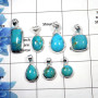 Blue Turquoise Cab - E PWL998 - 100 Gms Blue Turquoise Wholesale Lot Pendant 925 Sterling Silver Approx. 15 To 20 Pcs