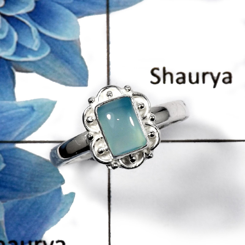 Blue Aqua Chalcedony C - RBS847 - Amazing Natural Chalcedony Gemstone Solid 925 Sterling Silver Ring Blue Aqua Chalcedony C - RBS847 - Amazing Natural Chalcedony Gemstone Solid 925 Sterling Silver Ring