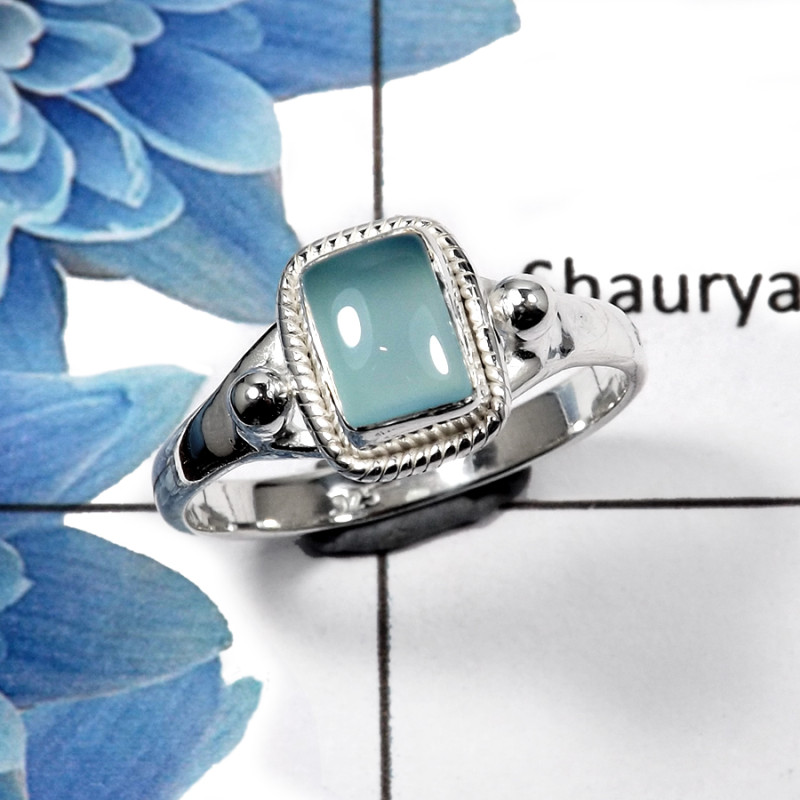Blue Aqua Chalcedony G - RBS847 - Amazing Natural Blue chalcedony Gemstone 925 Sterling Silver Ring Blue Aqua Chalcedony G - RBS847 - Amazing Natural Blue chalcedony Gemstone 925 Sterling Silver Ring