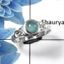 Blue Aqua Chalcedony H - RBS847 - Round Shape Natural Blue Aqua Chalcedony Gemstone 925 Sterling Silver  Ring