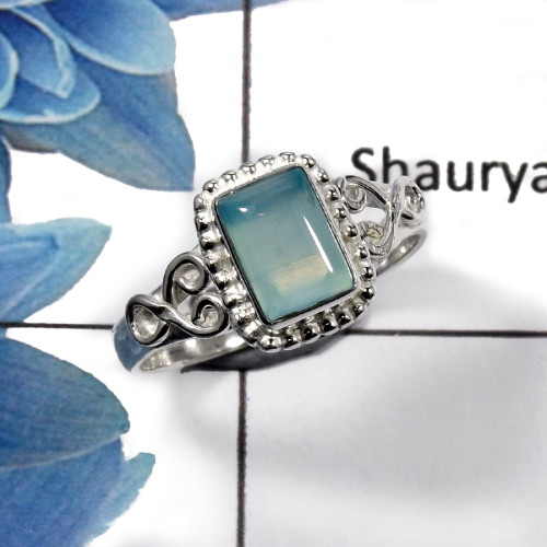 Blue Aqua Chalcedony J - RBS847 - Latest Collection Natural Blue Aqua Chalcedony Gemstone Ring 925 Sterling Silver Blue Aqua Chalcedony J - RBS847 - Latest Collection Natural Blue Aqua Chalcedony Gemstone Ring 925 Sterling Silver