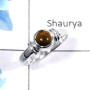 Tiger Eye Cab C - RBS849 - Natural Brown Tiger Eye Gemstone 925 Sterling Silver Plain Setting Tiny Ring