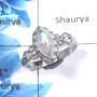 Rainbow Moonstone Cab J - RBS851 - Latest Collection Natural Rainbow Moonstone Solid 925 Sterling Silver Tiny Ring