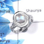 Rainbow Moonstone Cab K - RBS851 - Indian Factory Made Solid 925 Sterling Silver Designer Ring