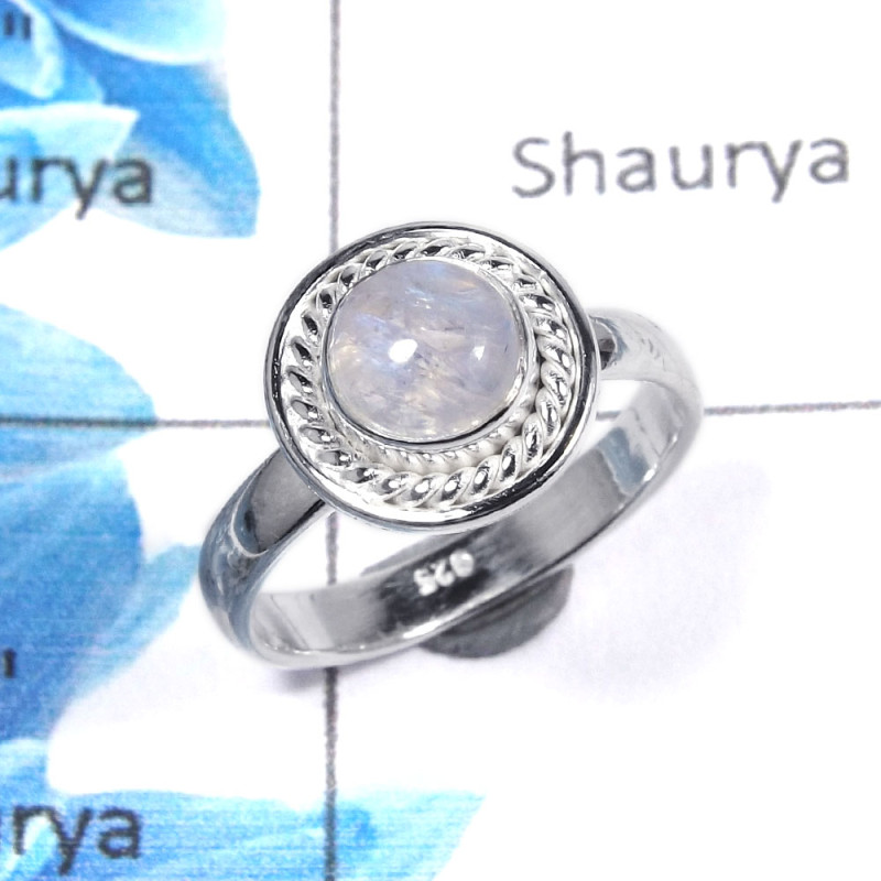 Rainbow Moonstone Cab L - RBS851 - 925 Sterling Silver Natural Rainbow Moonstone Gemstone Designer Baby Ring Rainbow Moonstone Cab L - RBS851 - 925 Sterling Silver Natural Rainbow Moonstone Gemstone Designer Baby Ring
